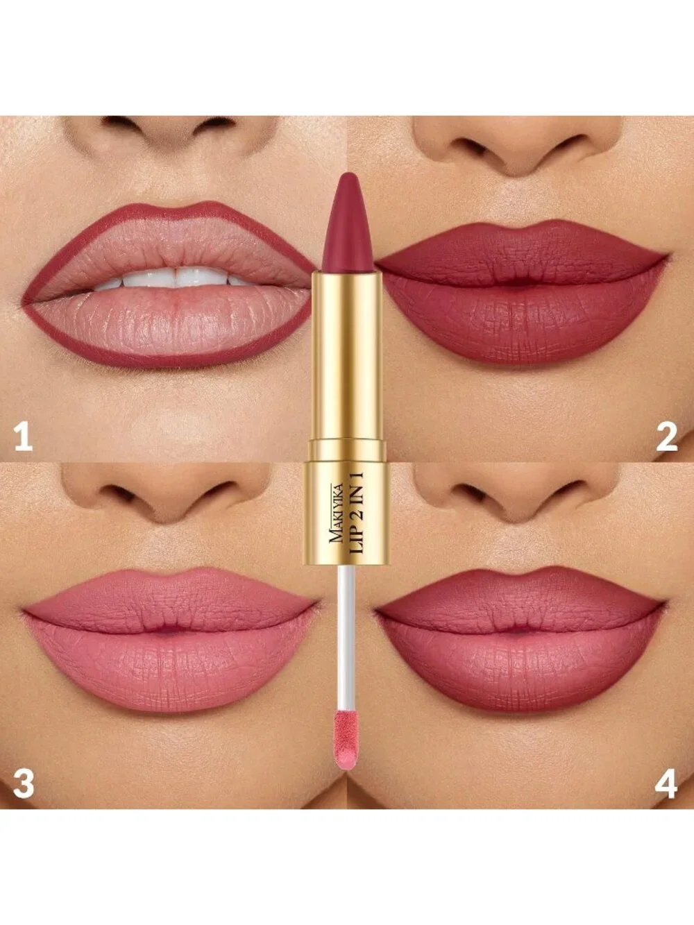 Women's LGA16 2-in-1 Long Lasting Ombre Lips Double-Ended Matte Liquid Lipstick